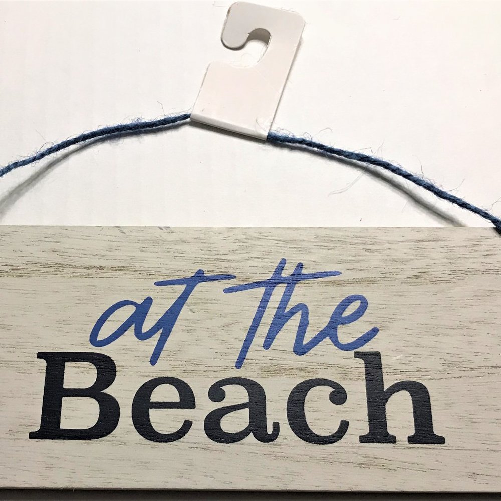 Nautical Wood Sign "At the Beach" w/ Rope Hanger